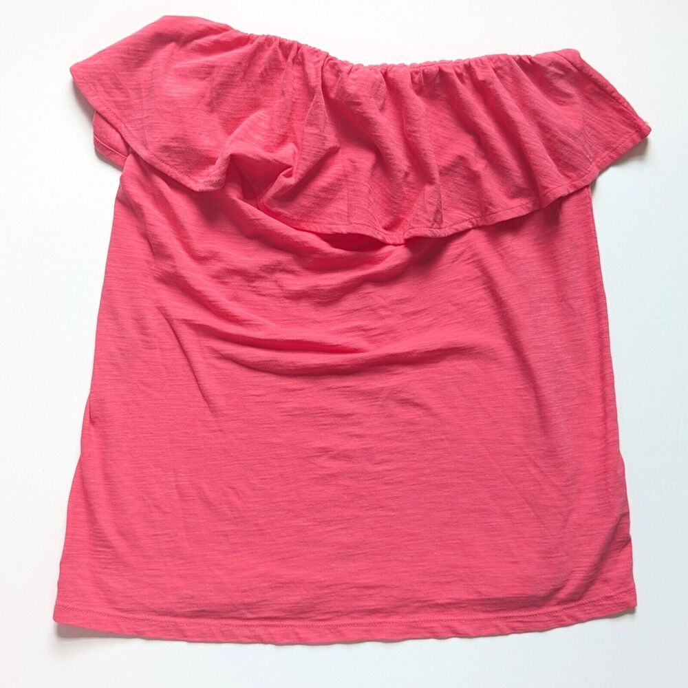 Lilly Pulitzer Wiley Tube Top | Lipstick Pink Ruffle | Pima Cotton | Women's M - Picture 2 of 9